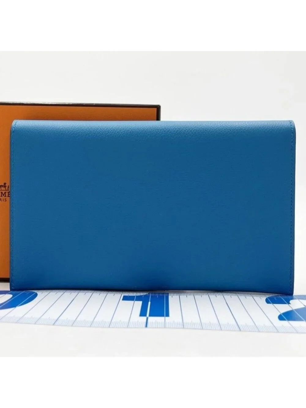 Hermes Wallet Toutenmain Blue Green Color Silver